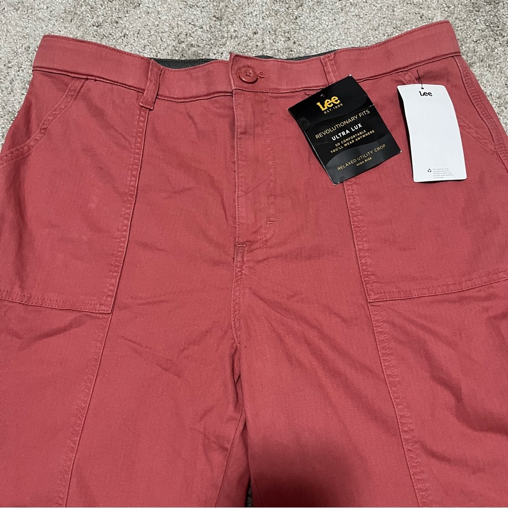 NWT Lee Size 16 medium women’s mauve cinnamon pink straight leg cropped pant - Picture 4 of 12